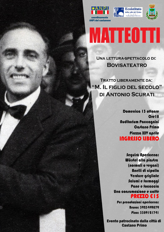 Castano Primo - L'ANPI ricorda Matteotti, la locandina