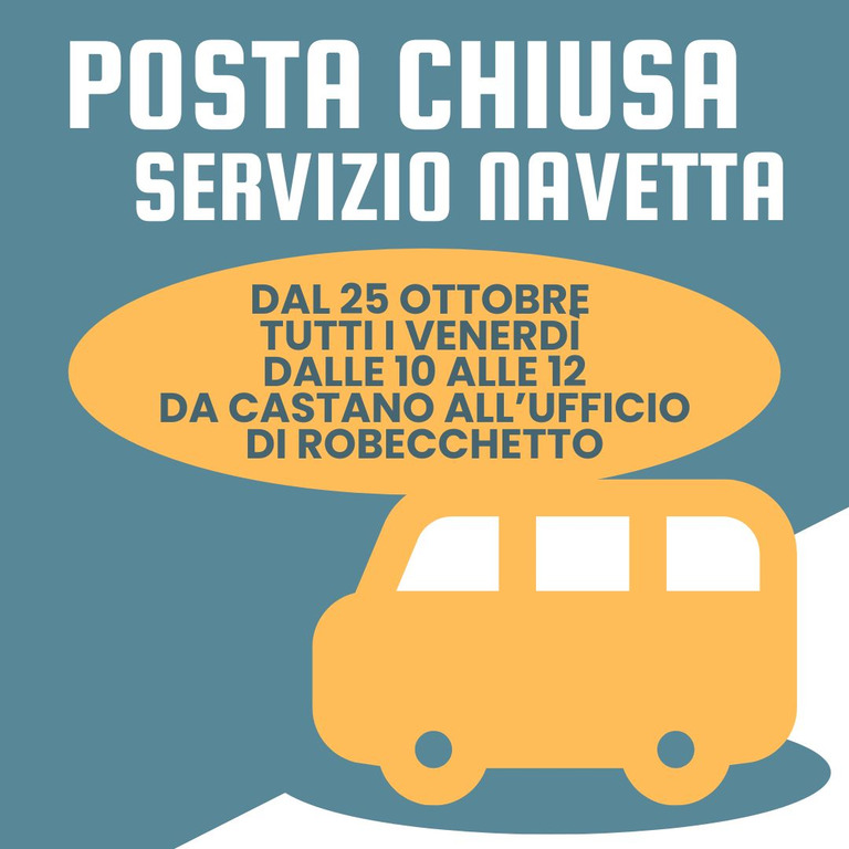 Castano - Posta chiusa: servizio navetta 